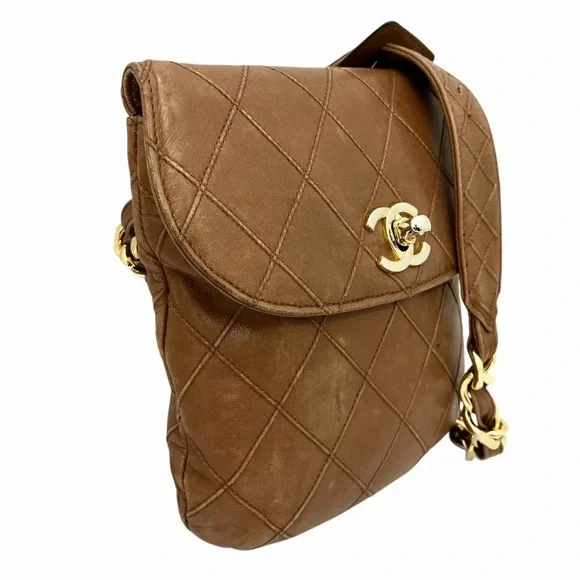 AUTHENTIC CHANEL mini wild stitch bum bag waist bag belt 75cm brown lambskin - Picture 3 of 12